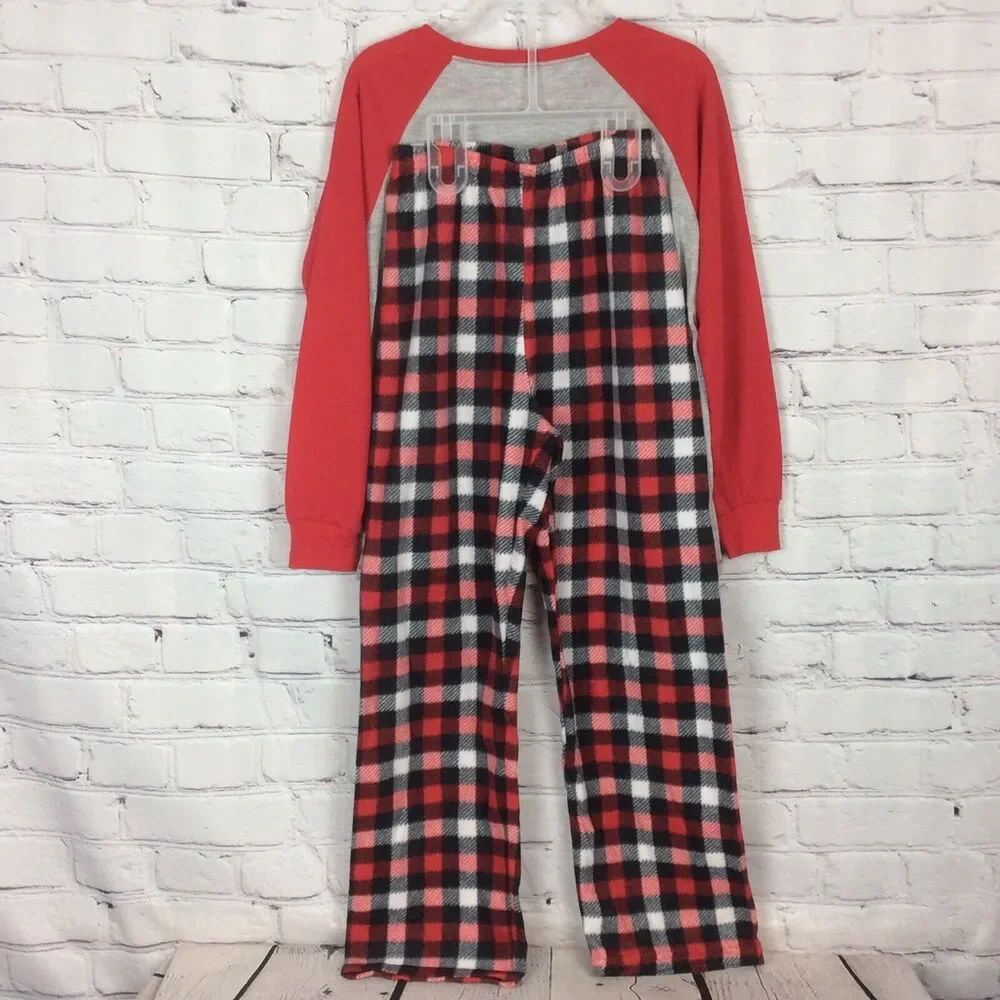 Buffalo Plaid Pajamas Boys LITTLE BEAR PJs Sz S 6/7 Sleepwear Flame Resistant